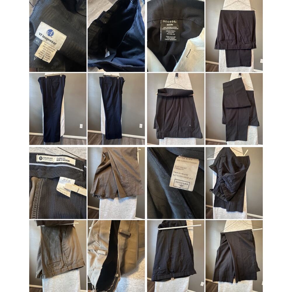 4 Pair Men’s Dress Pants Bundle Size 42 x 32 Dockers, Haggar, George + More